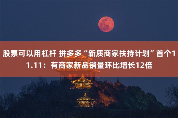 股票可以用杠杆 拼多多“新质商家扶持计划”首个11.11：有商家新品销量环比增长12倍