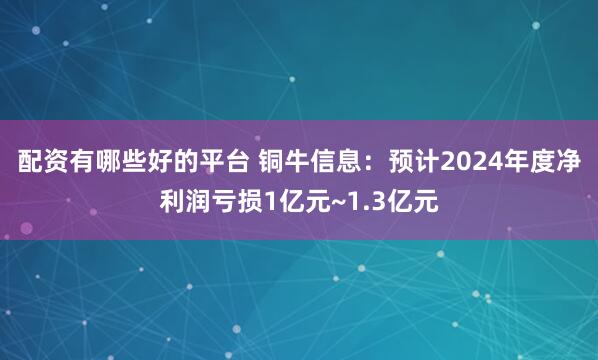 配资有哪些好的平台 铜牛信息：预计2024年度净利润亏损1亿元~1.3亿元