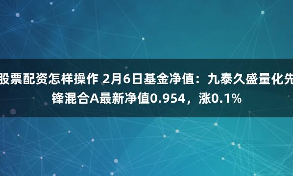 股票配资怎样操作 2月6日基金净值：九泰久盛量化先锋混合A最新净值0.954，涨0.1%