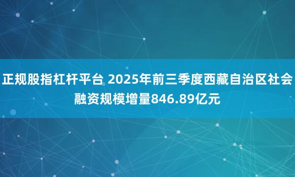 正规股指杠杆平台 2025年前三季度西藏自治区社会融资规模增量846.89亿元