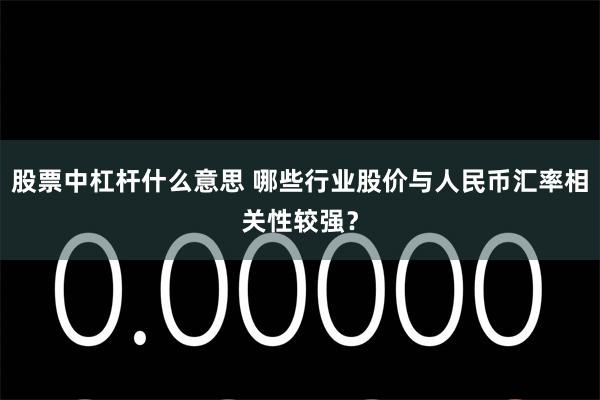 股票中杠杆什么意思 哪些行业股价与人民币汇率相关性较强？